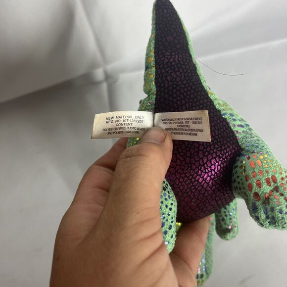 TY Beanie Boos CINDER Dragon Green Sparkle Holo Design Plush 6" Stuffed Toy 2015 - Picture 5 of 5